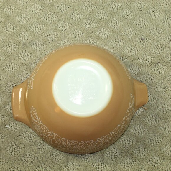 Vtg Pyrex Woodland Mixing Bowl Set of 4 Brown Floral 1970s 441, 442, 443, 444 - Picture 5 of 15